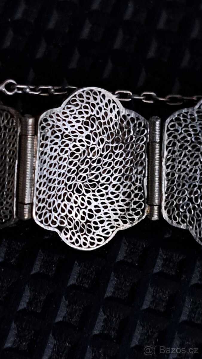 Starožitný náramek s ametysty - 5