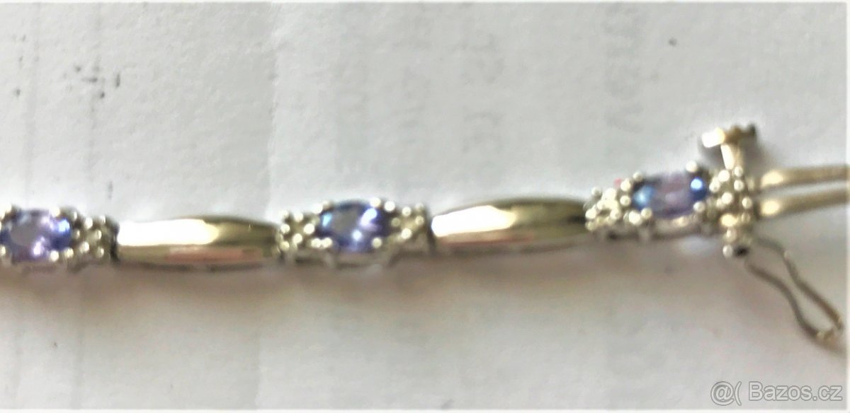 Zlatý náramek s diamanty a tanzanity - 5