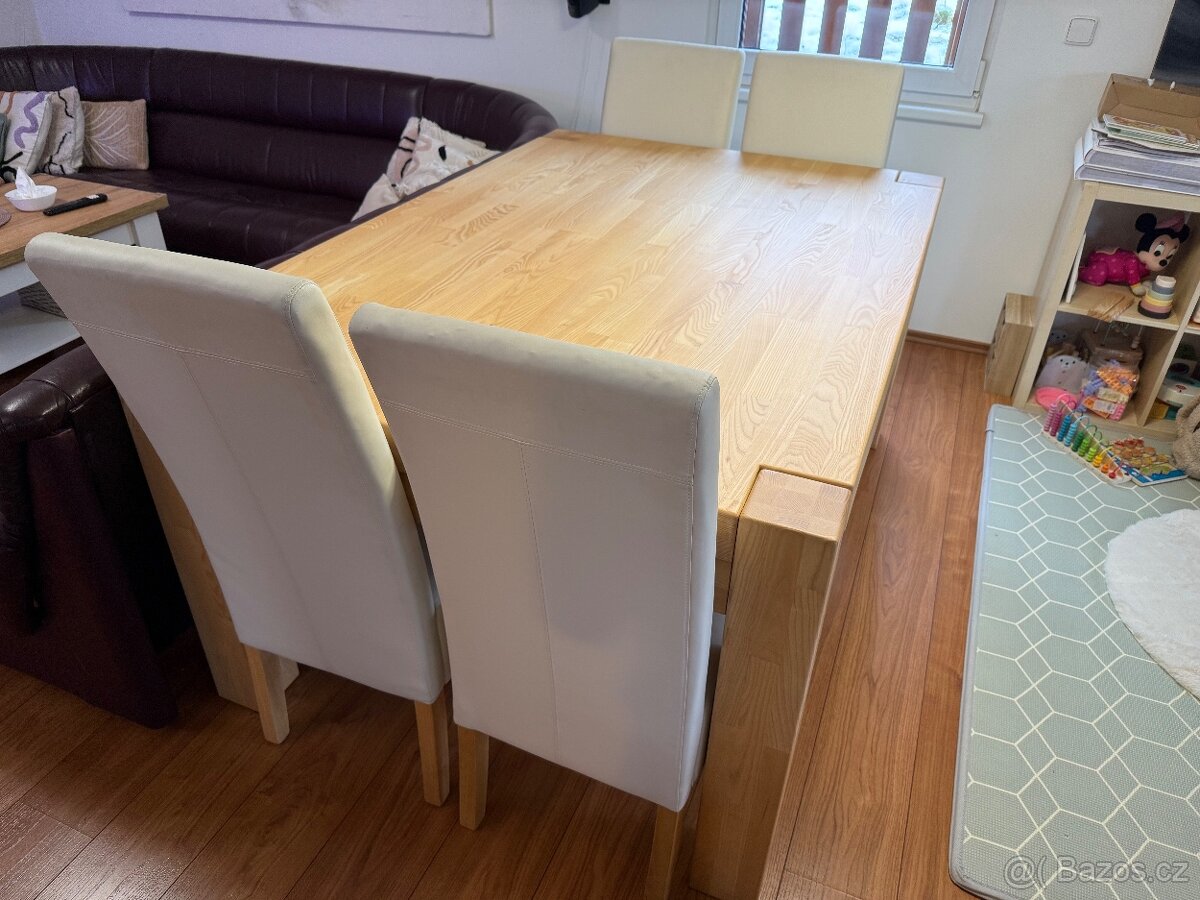 Masivní jasanový stůl vč.židlí - 5