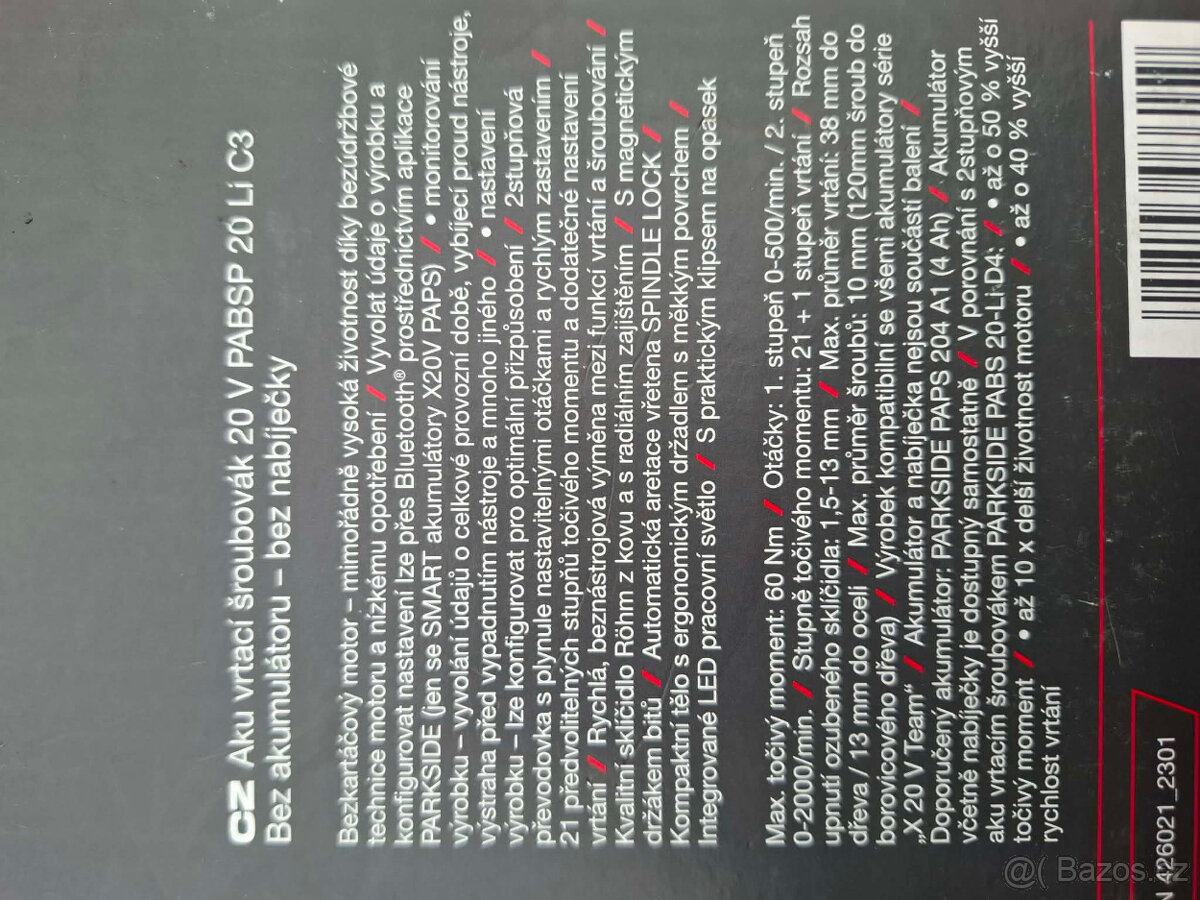 Aku vrtačka PABSP 20Li C3 Parkside - 5