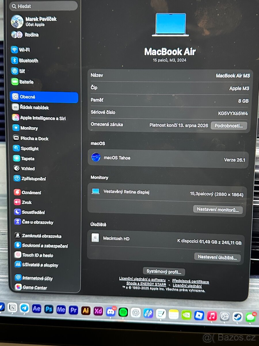 MacBook M3 (2024) 15” – stříbrný, hezký stav - 5