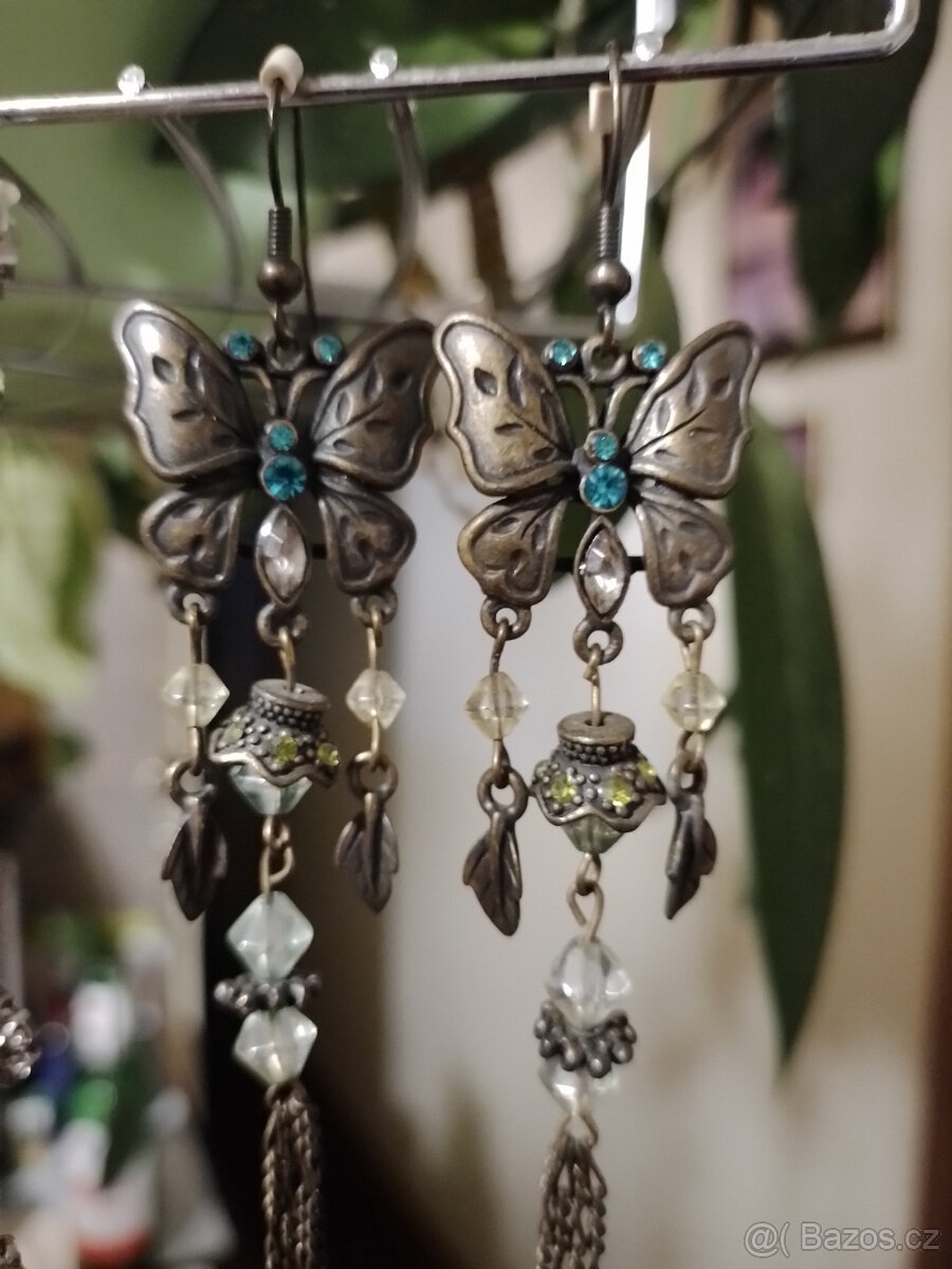 Náušnice vysací kov.korálky - 5