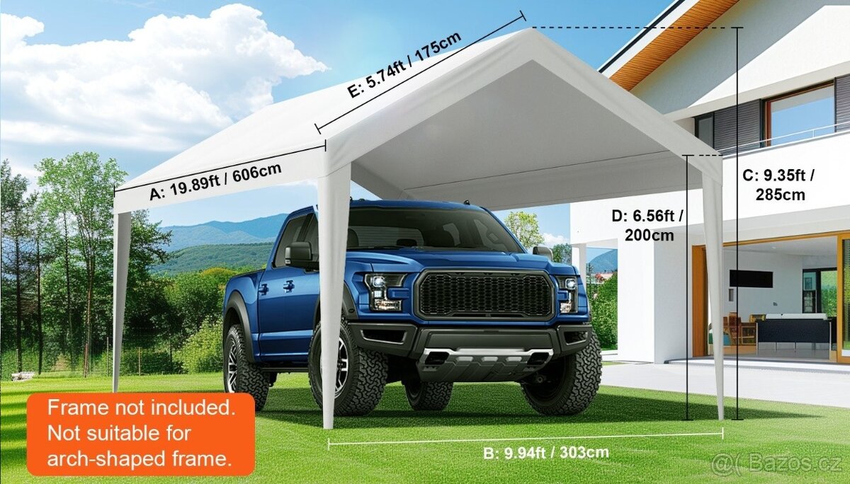 Náhradní kryt stříšky pro carport (610x304 cm) - 5