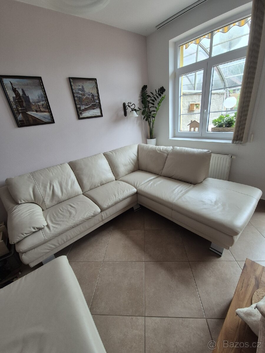 Kožená krémová sedačka - 5