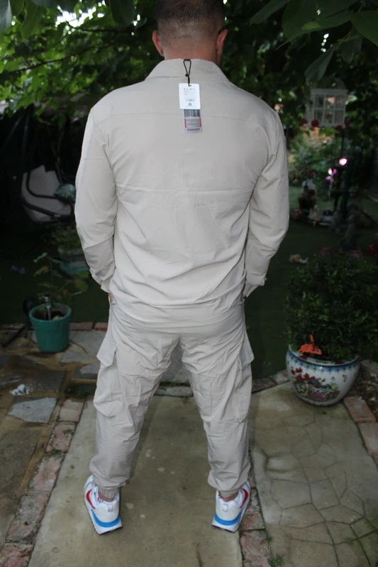 ADREXX Pánský set béžové cargo kalhoty a košile S, M, L, XL - 5