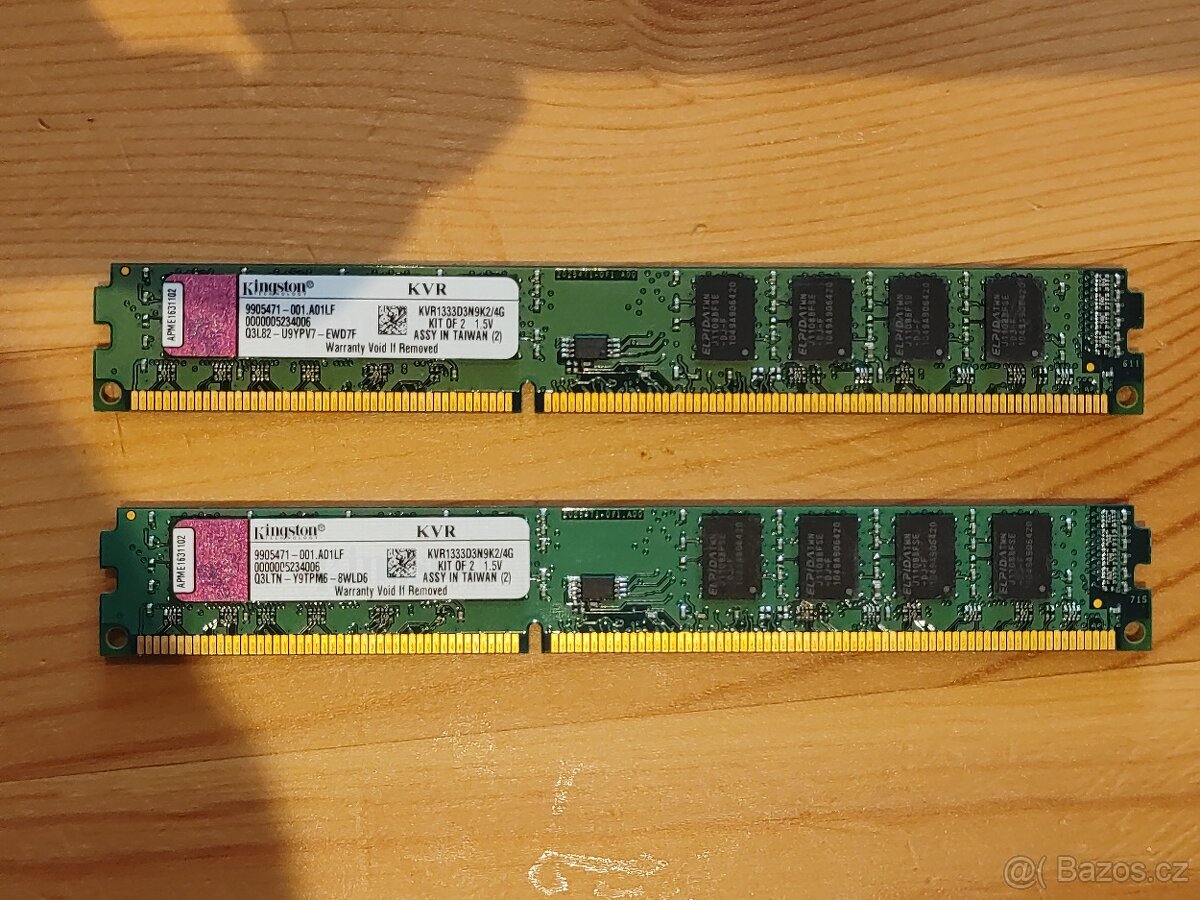 Prodám paměťové moduly pro PC RAM DDR3 - 5