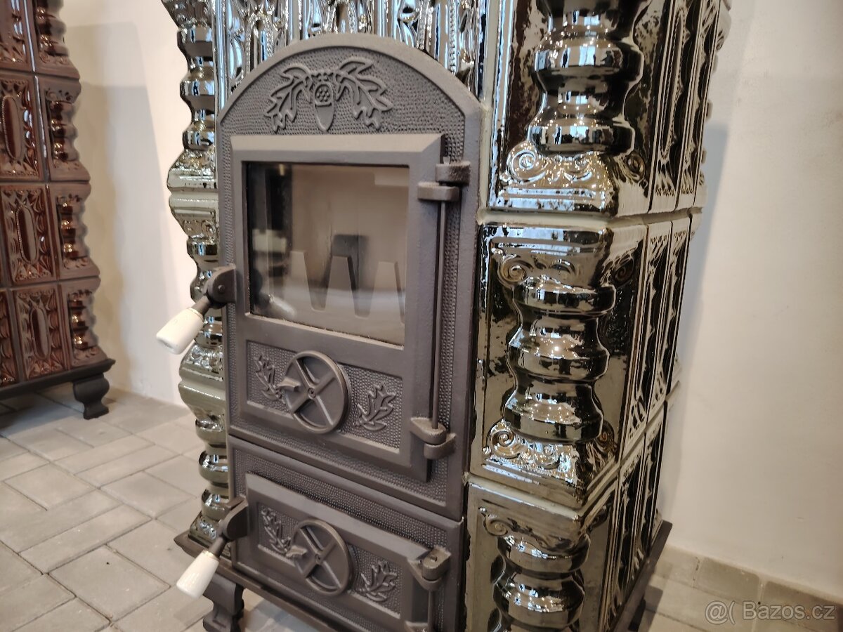 Kachlová kamna krbová Irina 4 zelené - 5