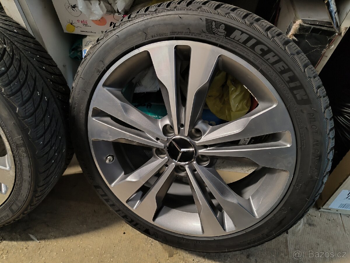 ALU kola Mercedes C 5x112 r18 Originál,zim.pneu98%+TPMS - 5
