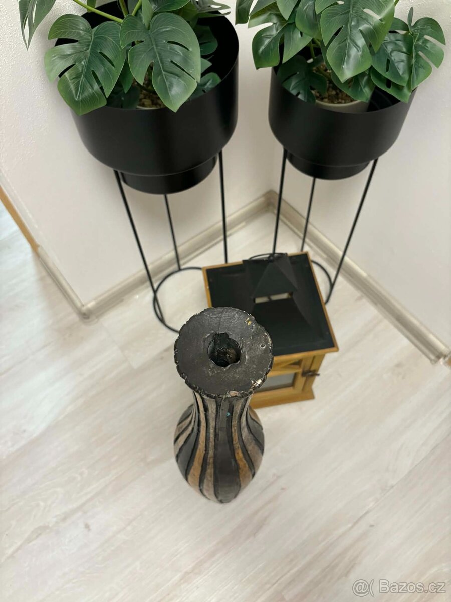 Designový set KANGAROO: Váza + Mísa (Černá/Zlatá) – Sleva - 5