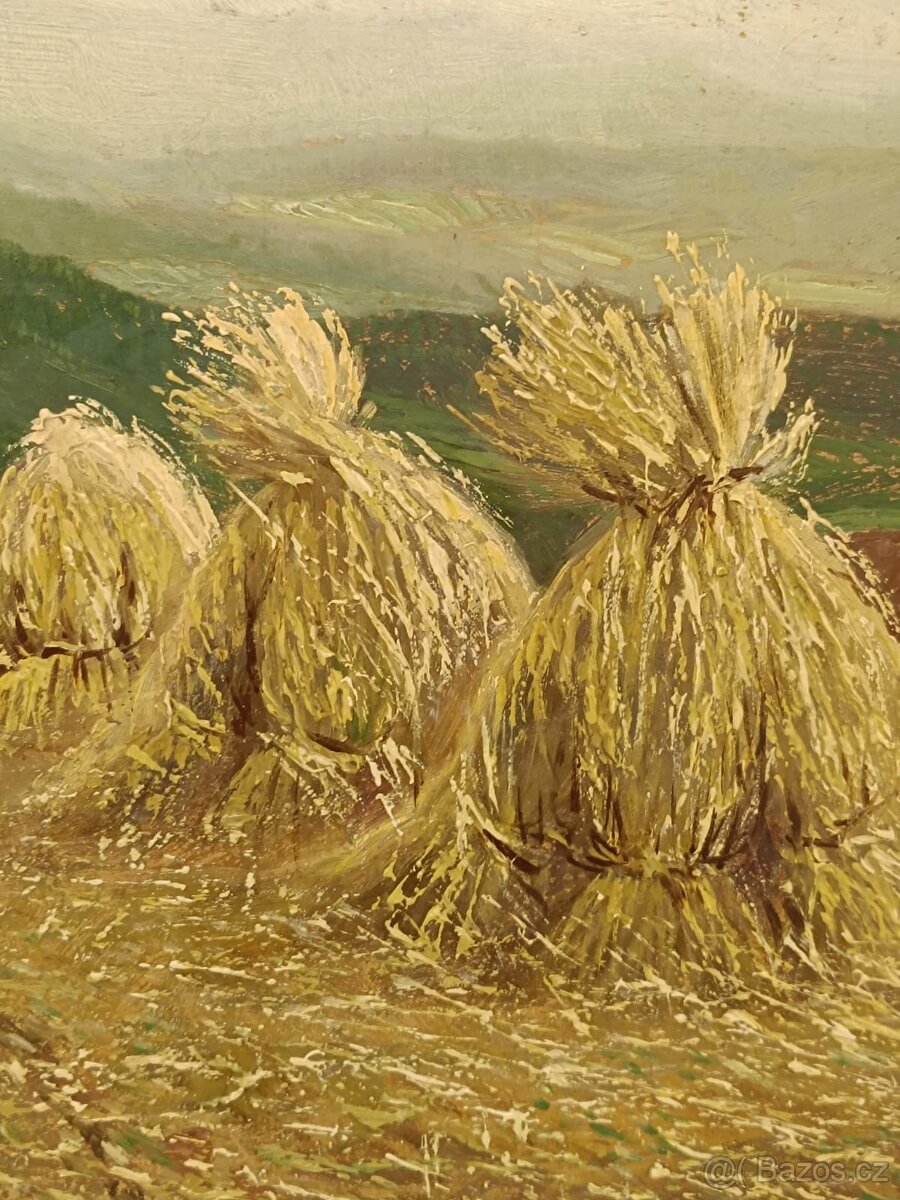 Obraz J.Svátek, žně na Šumavě, olej 62x75 - 5