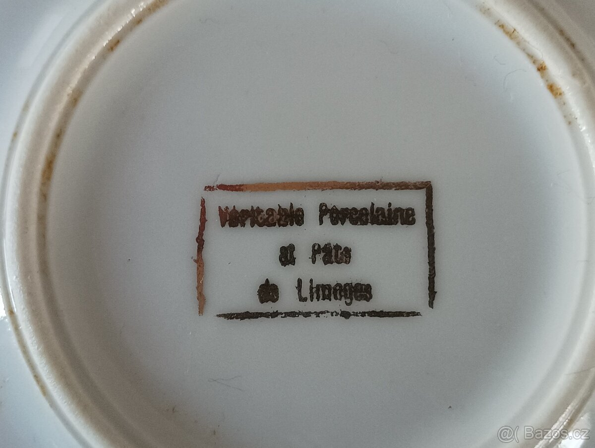 STAROŽITNÁ PORCELÁNOVÁ TERINA A TALÍŘ LIMOGES FRANCIE - 5