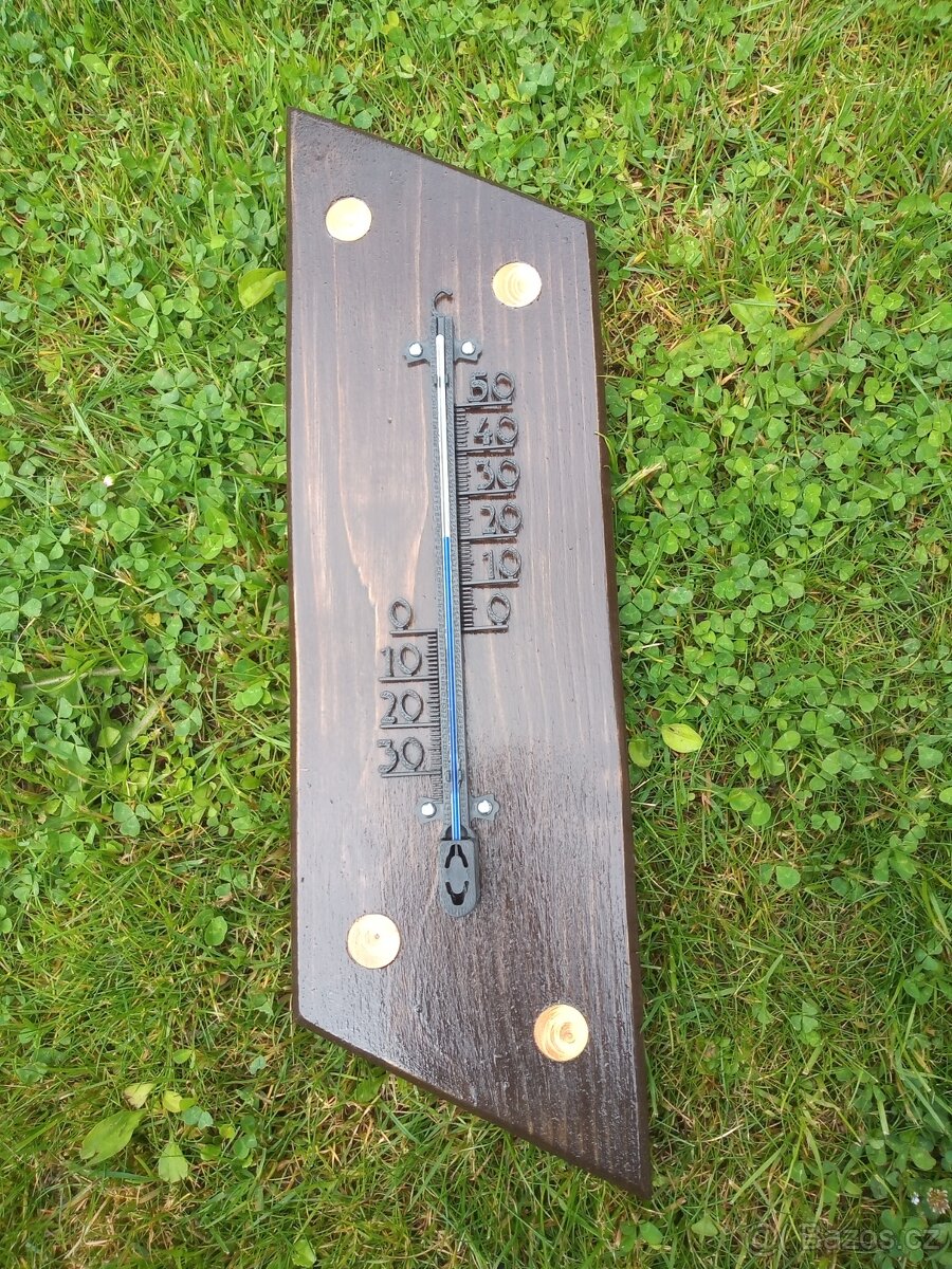 Dřevěný teploměr, masivní dřevo, ruční výroba - 5
