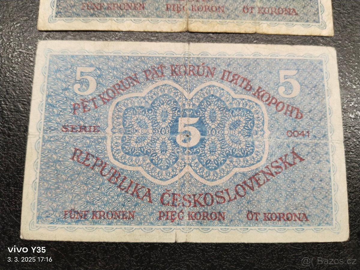 Bankovky Českoslovenko 1919 1.republika - 5