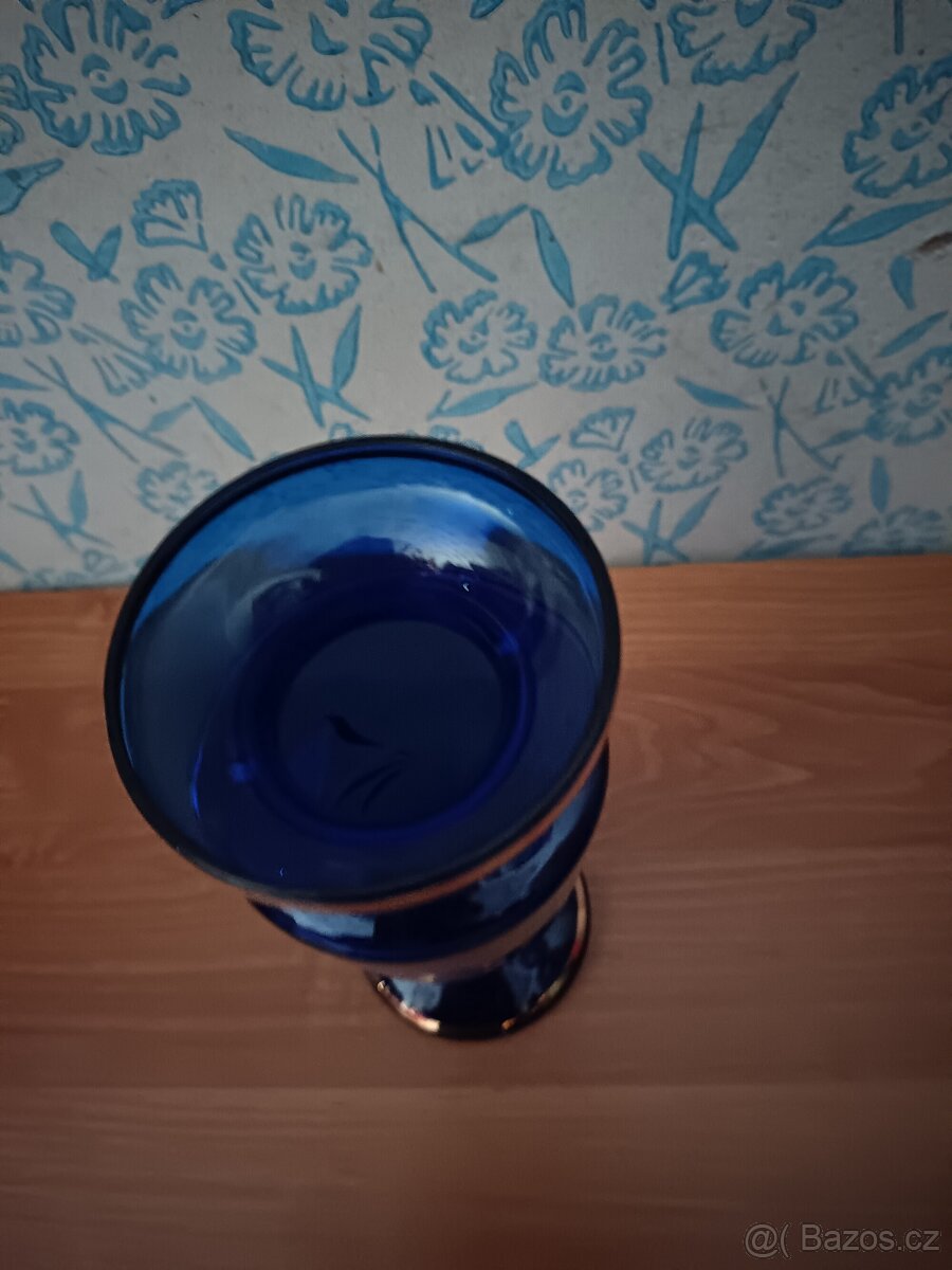 Modrá skleněná váza - 5