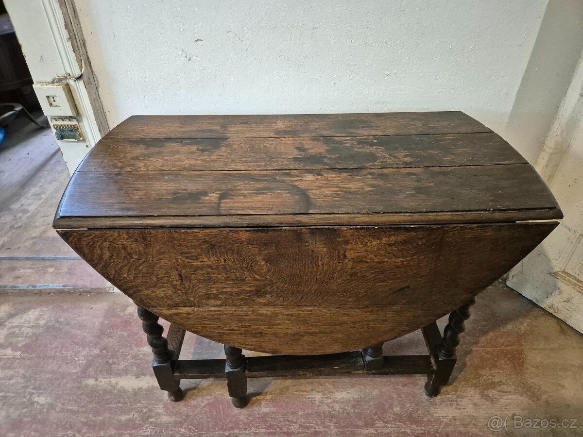 Starožitný rozkládací dubový stůl - 5