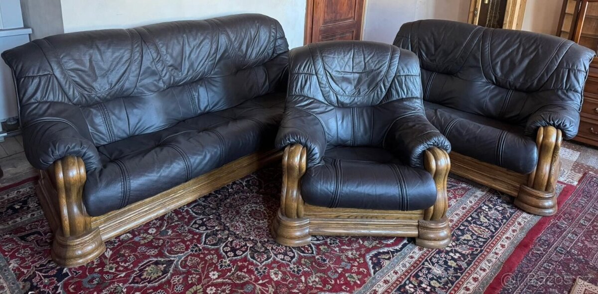 Rustikální kožená sedací souprava,6089 - 5
