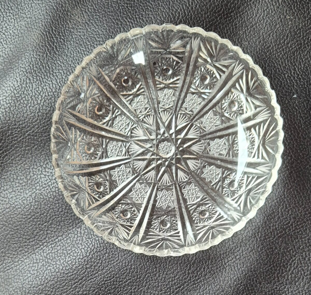 Krásná skleněná ručně broušená miska olovnatý křišťal - 5