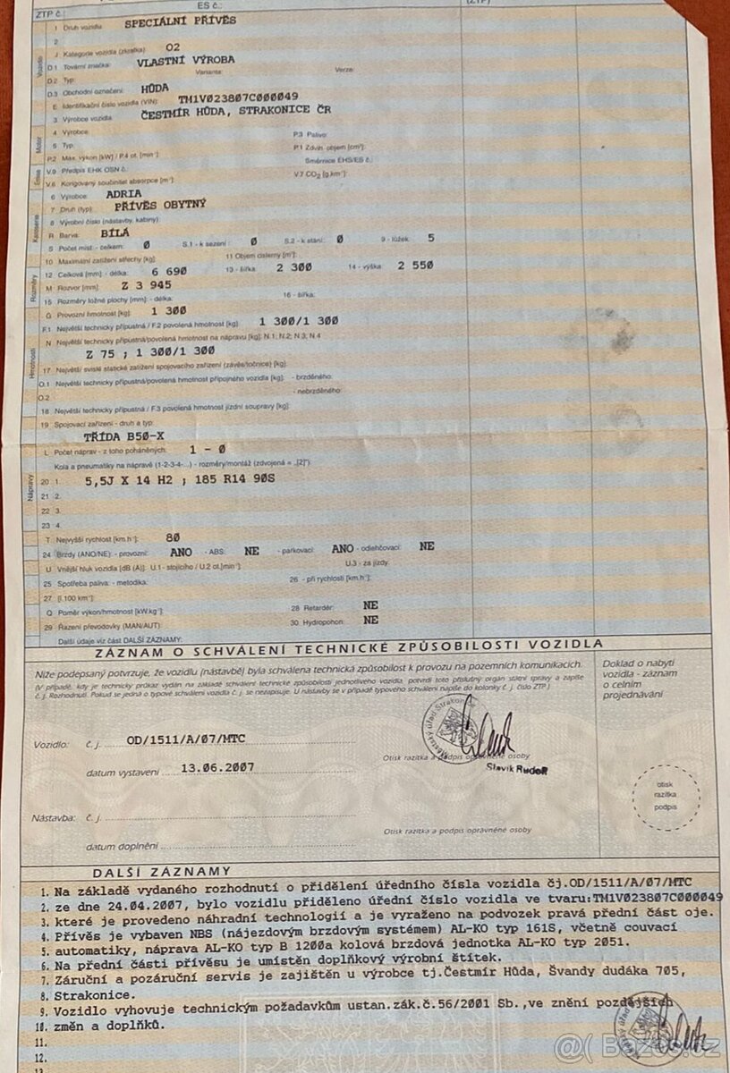 KARAVAN ADRIA - platná STK - POUZE DOKLADY - 5