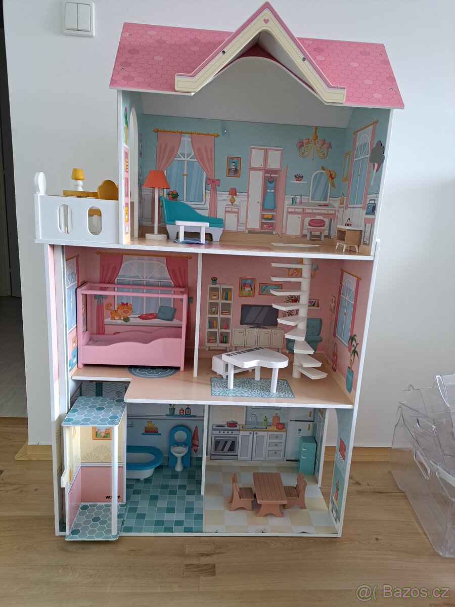 Velky dřevěný dům Woody pro panenky - 5