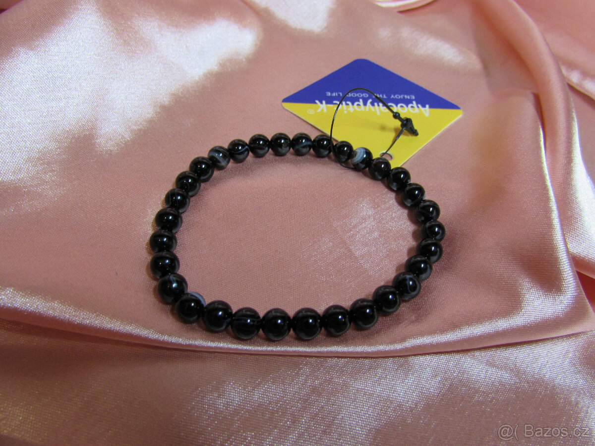 ♥️ Krásný náramek z přírodního kamene (kočičí oko, achát) - 5