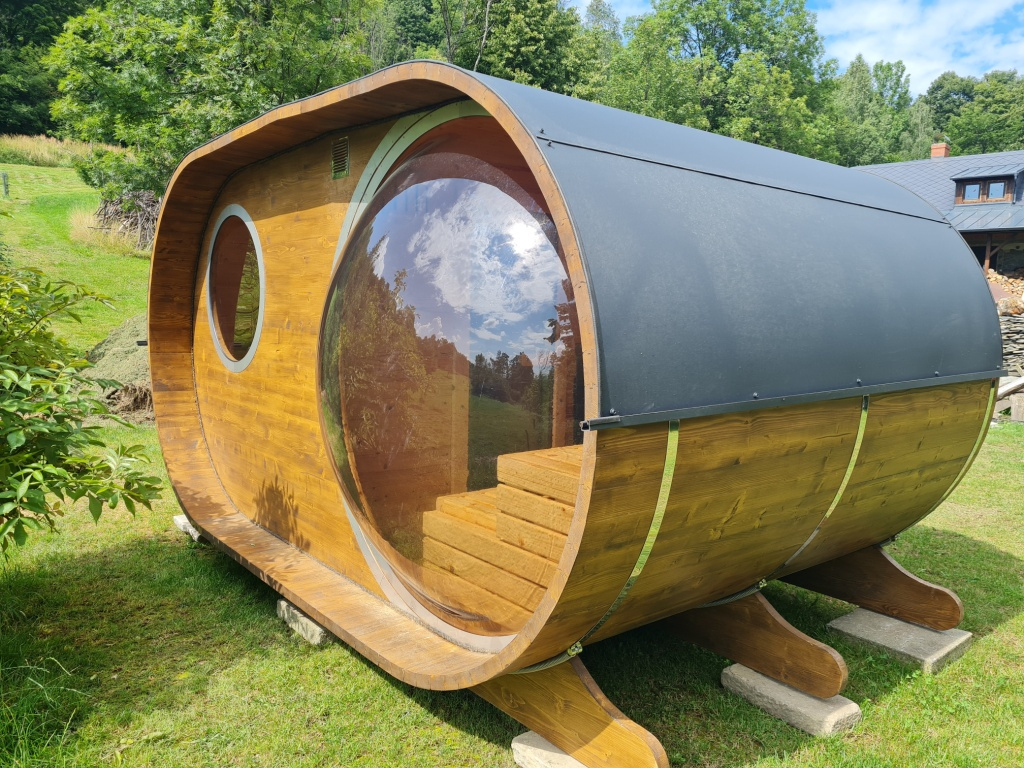 Venkovní oválná sauna s panoramatickým oknem - 5