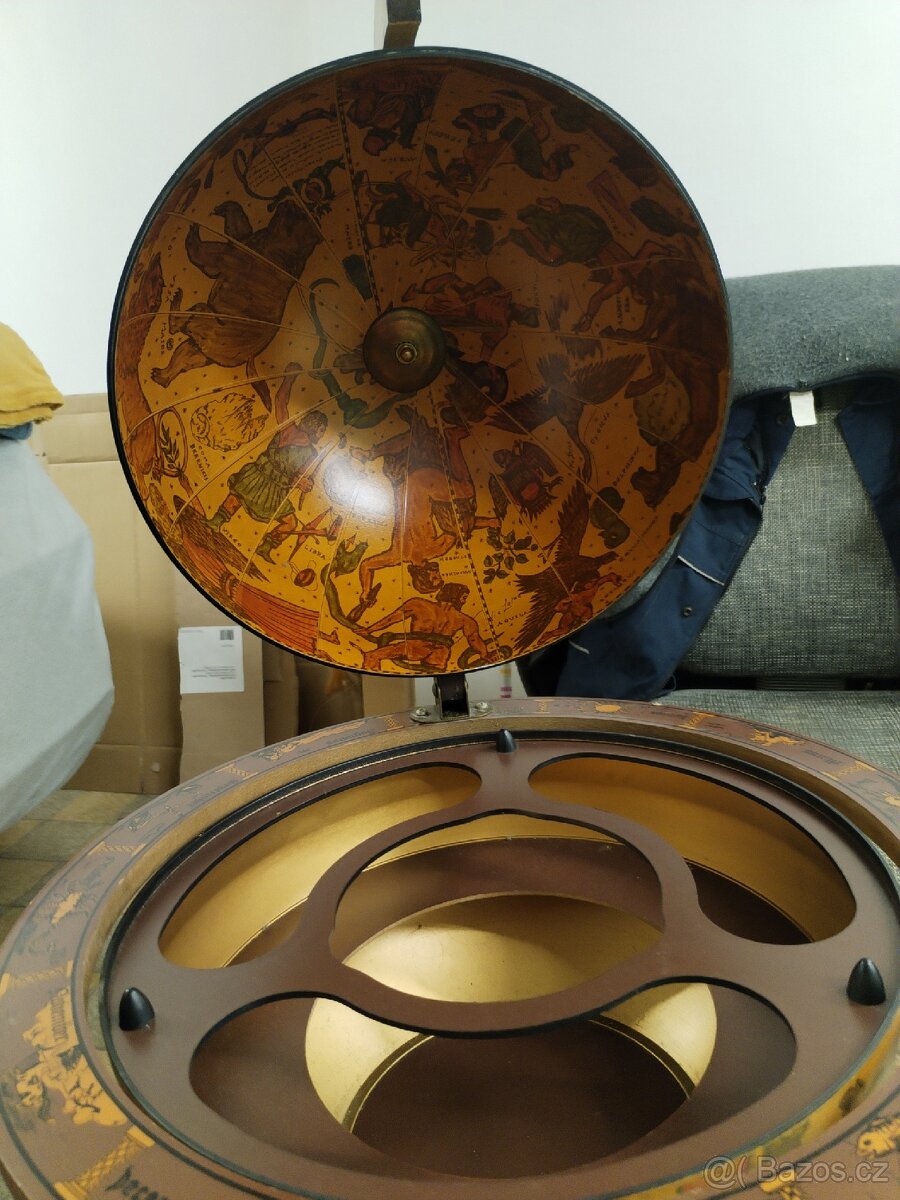 Barový globus - likérník na kolečkách - 5