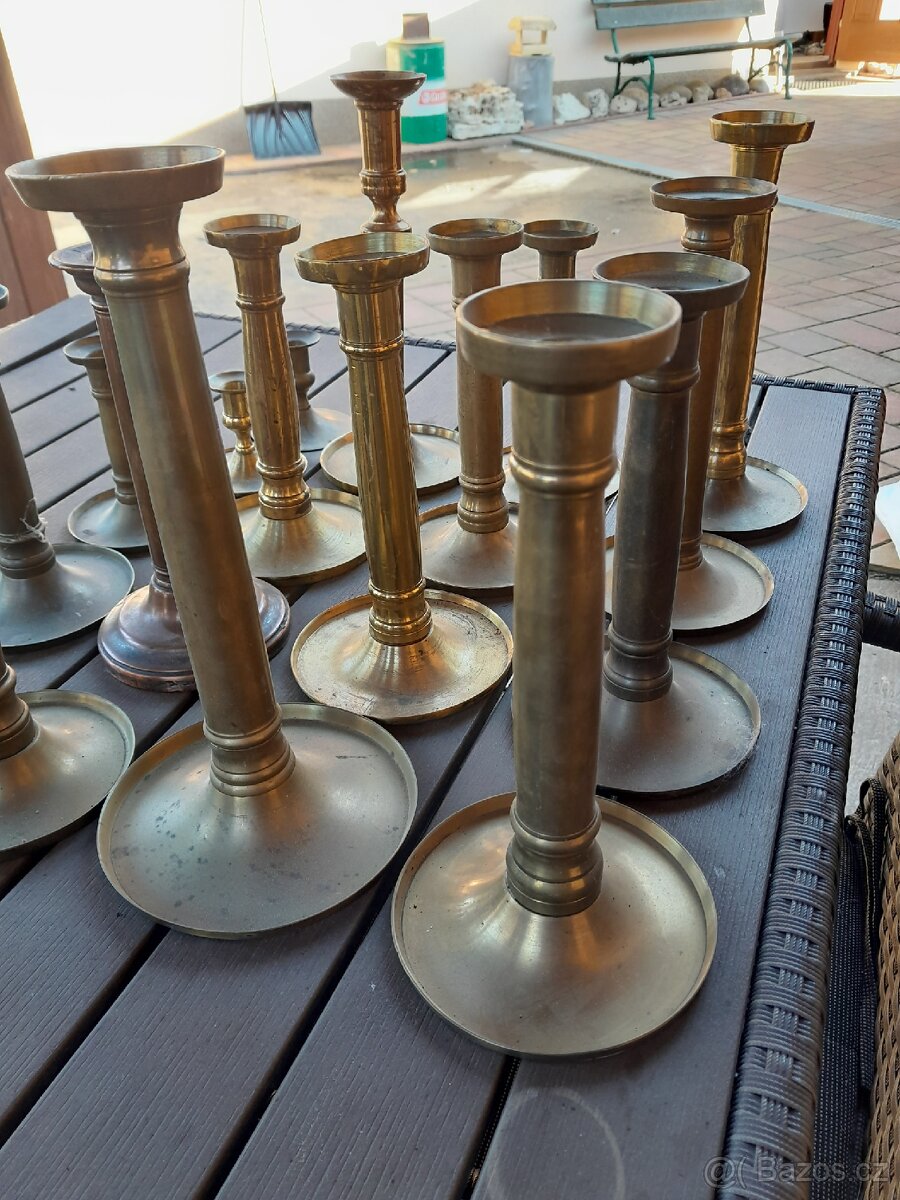 Mosazné starožitné svícny - 5