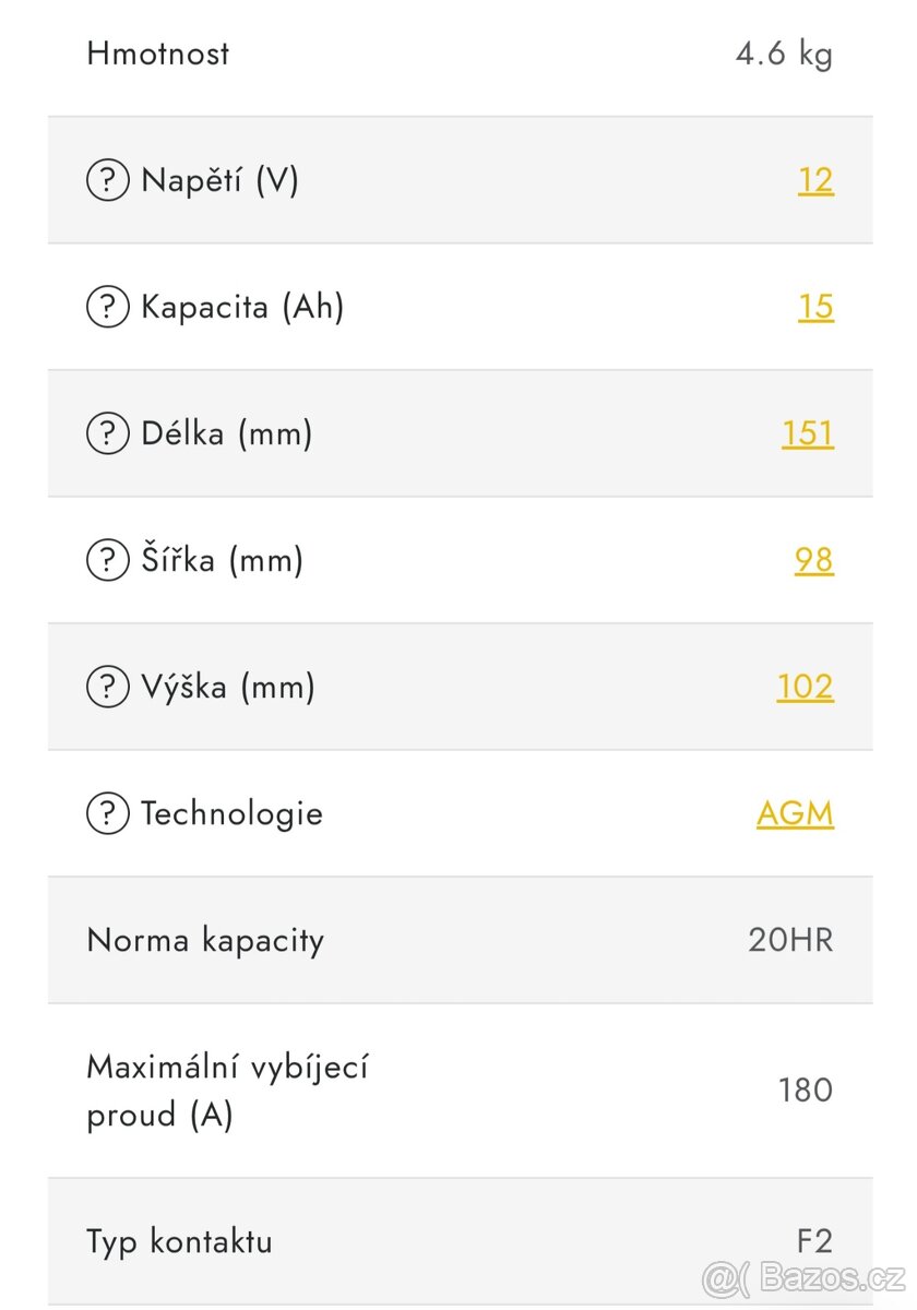 Trakční olověné baterie 12V 15Ah - 5