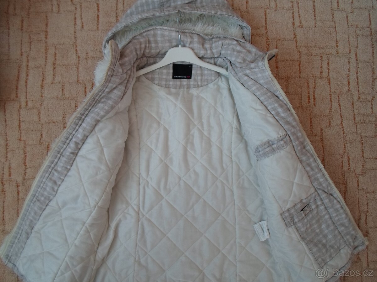 Bílá béžová bunda bundička kabátek FISHBONE - M, L - 5