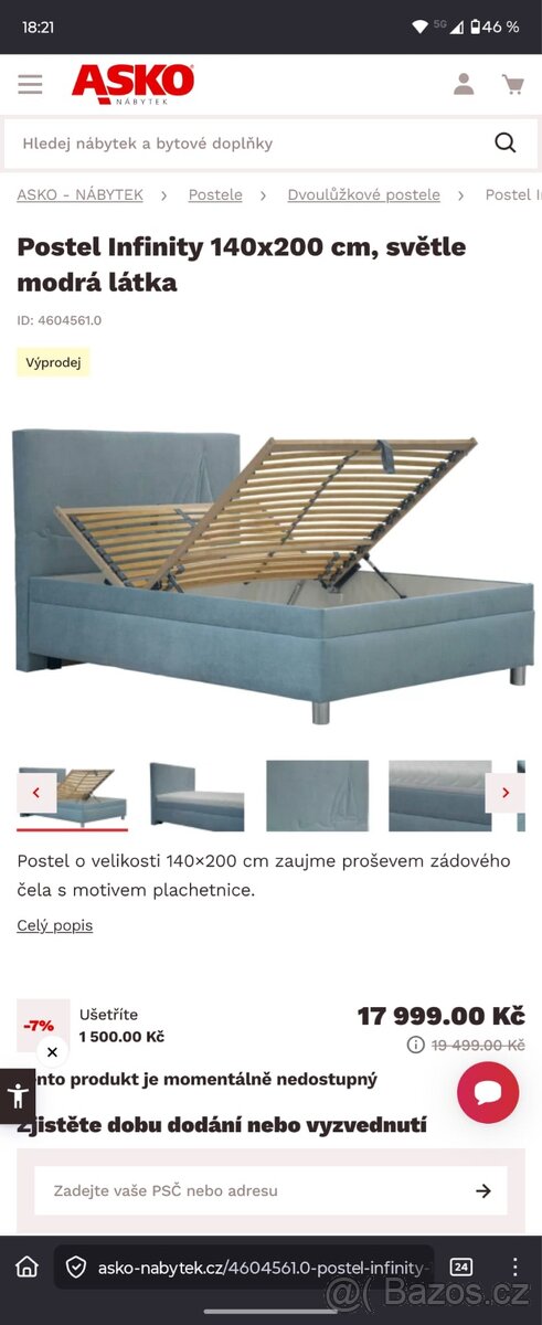 Čalouněná postel 140 cm - 5