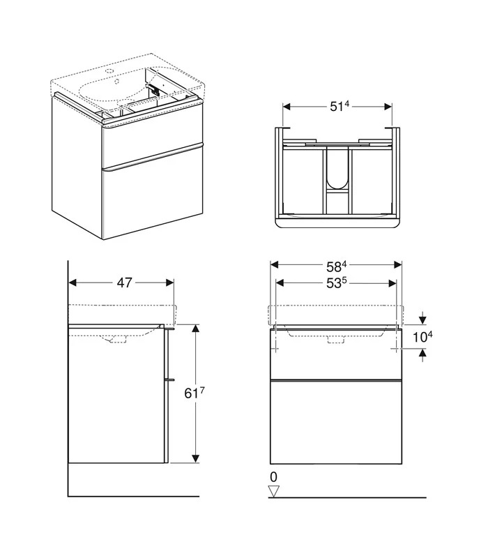 Geberit Smyle Square skříňka šedá matná 60 cm - 5