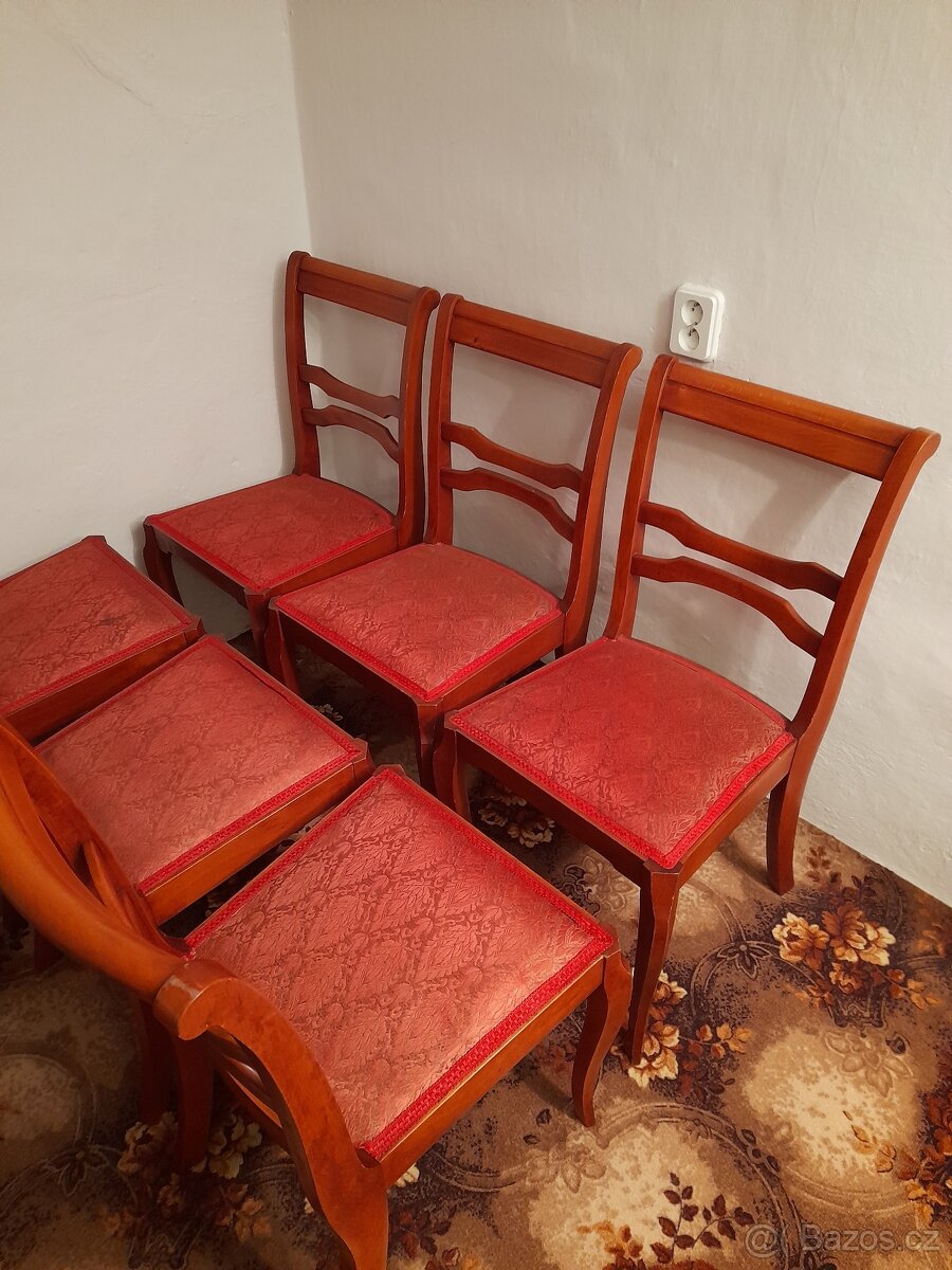 Starožitné dřevěné židle 6 kusů. - 5