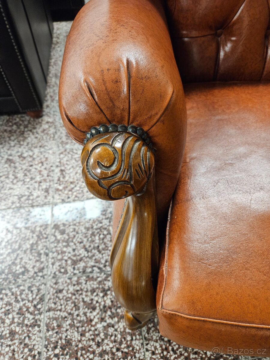 KOŽENÁ SEAČKA V ANGLICKOM ŠTÝLE,V TOP STAVE 3+1+1 - 5