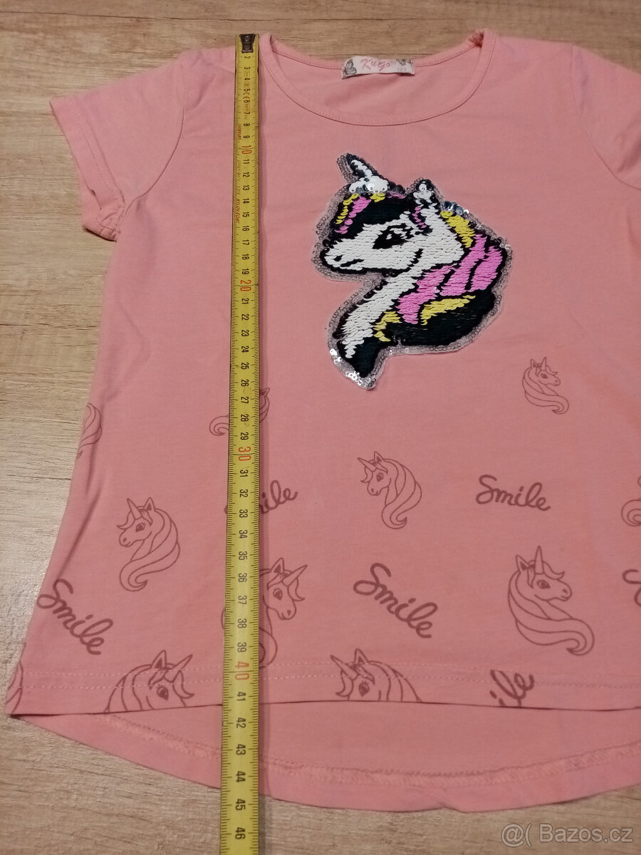 měnící tričko a tílko jednorožec vel. 110/116 - 5