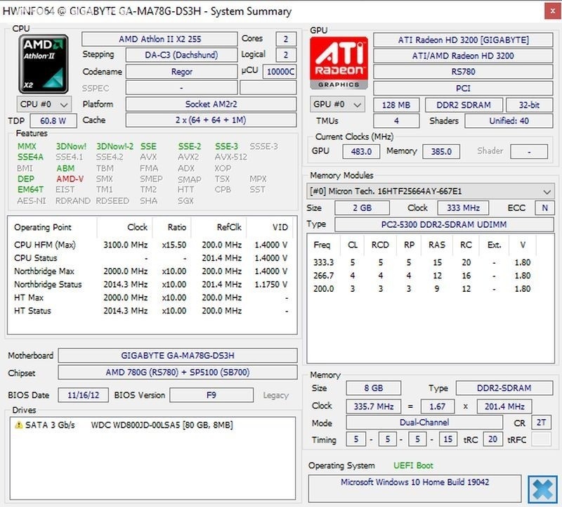 AMD Athlon II X2 255 2x3.1Ghz s.AM2+/AM3 - 5