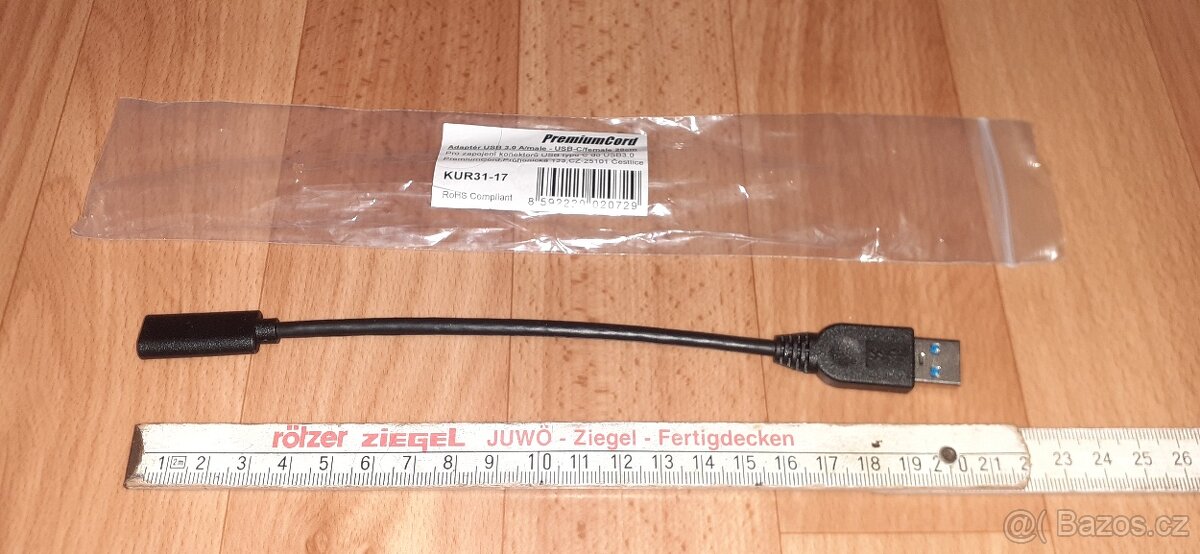 USB Adaptér - 3.0 A/samec - USB-C/samice - 5
