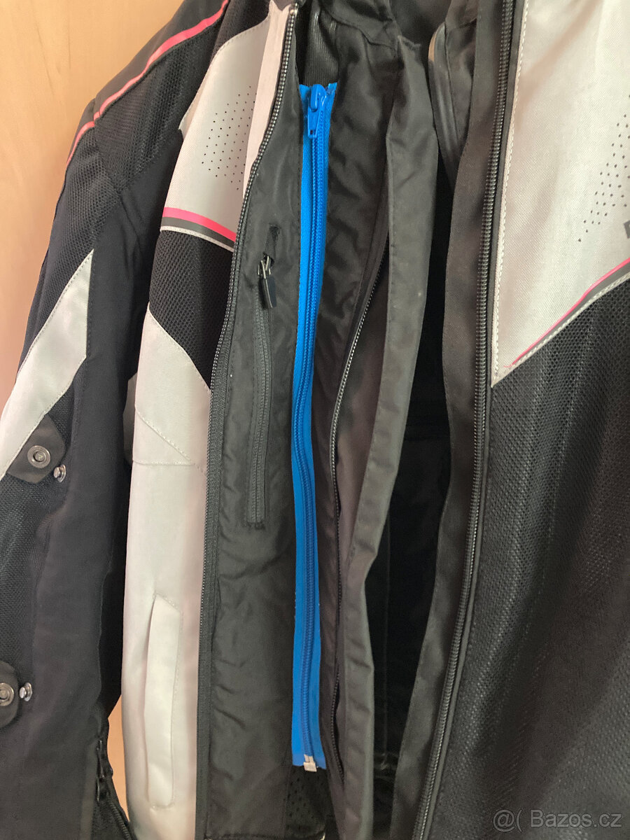 Dámská moto bunda REBELHORN Hiflow IV černo-stříbrno-růžová - 5