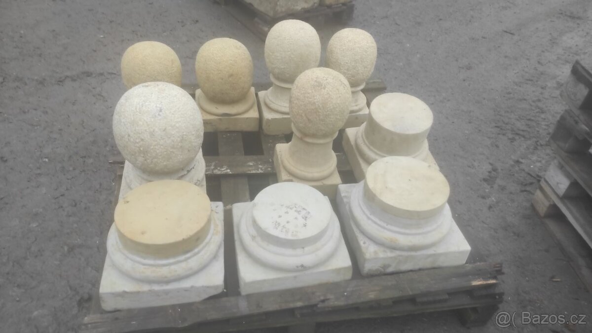 Kamenná koule s podstavcem, pískovcové ozdoby, 6 ks - 5