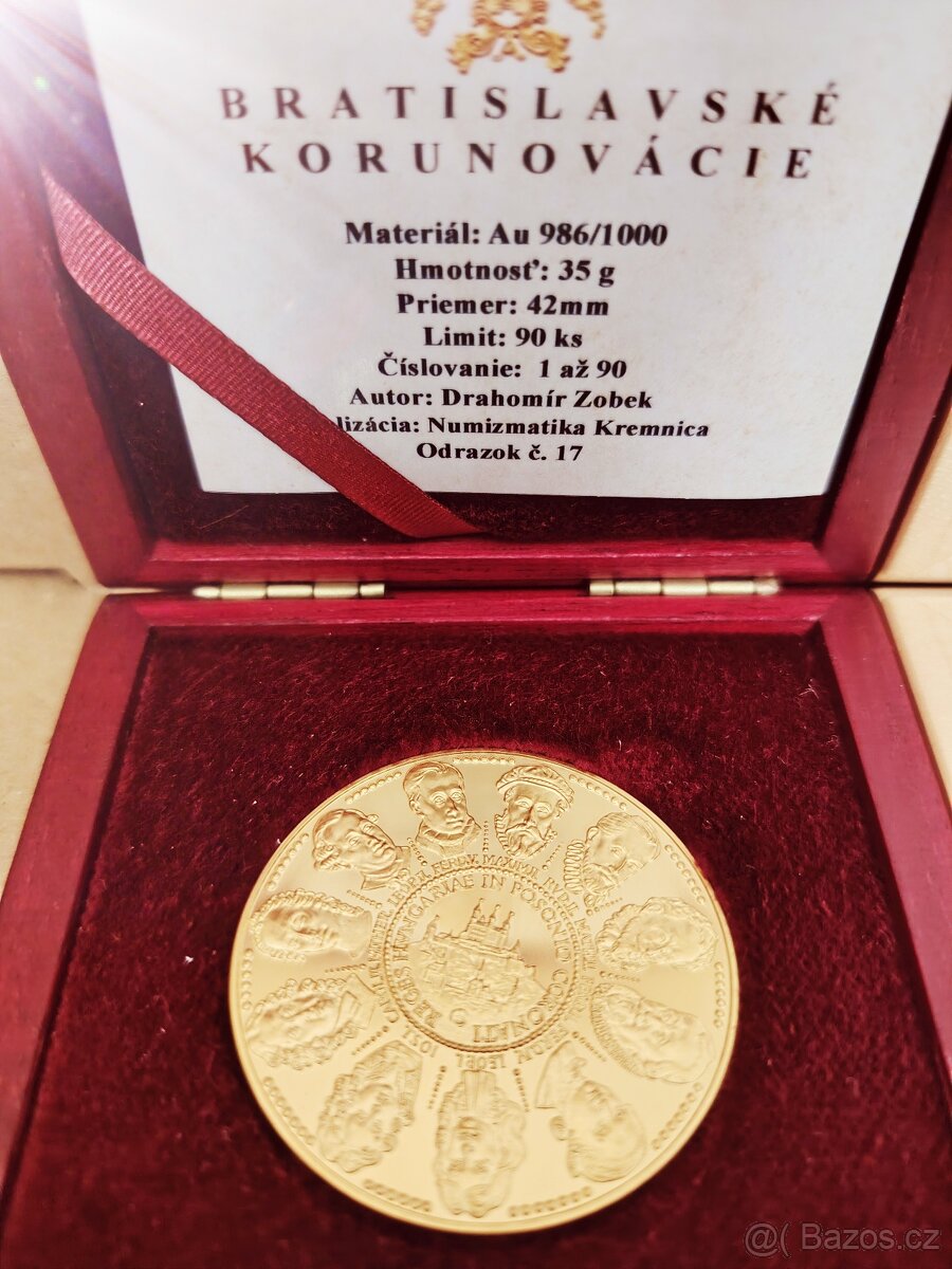 70g Au, 2x zlaté mince 10 dukáty Bratislavská korunovace - 5