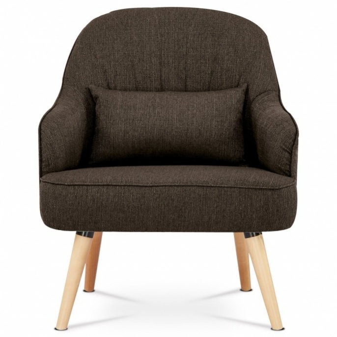 Křeslo ASB-018 BR v hnědé látce s polštářem - 5