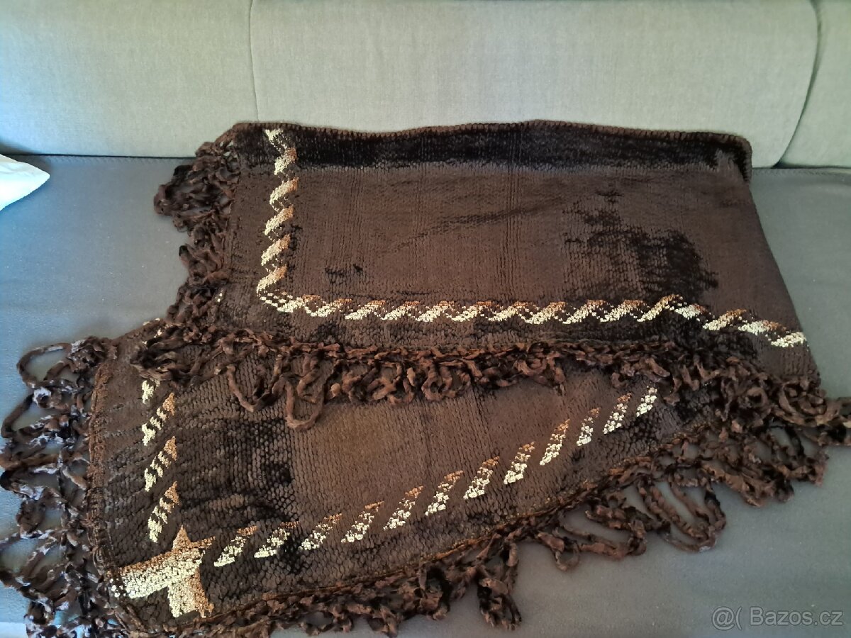 Starožitné žinilkové šály, šátky - 5