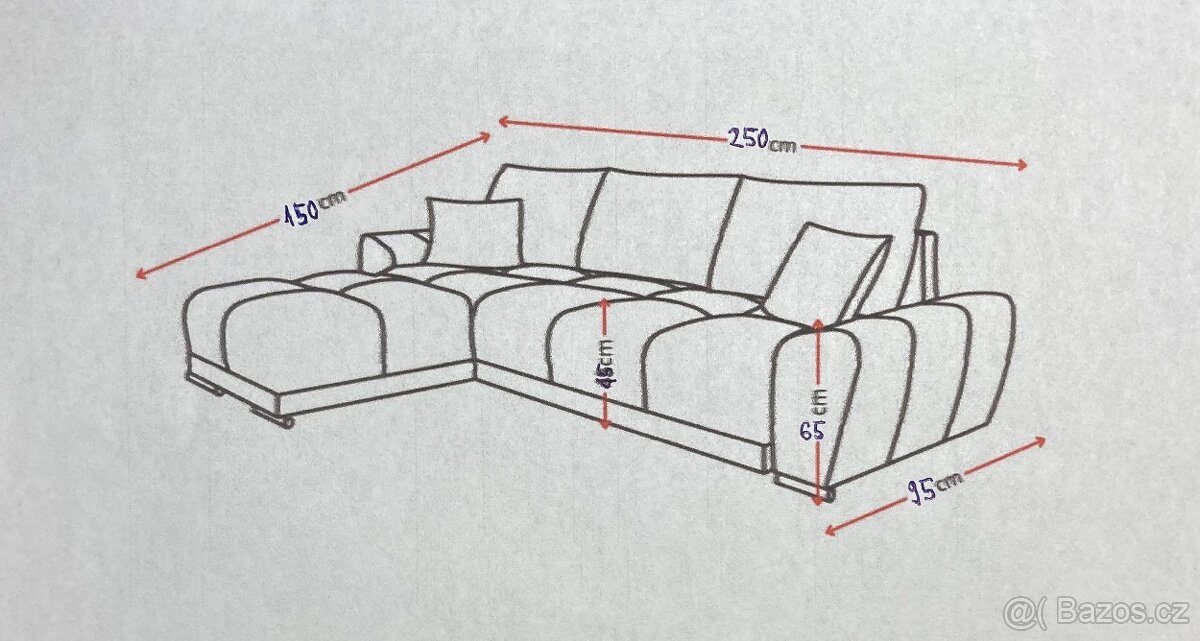 Rohová rozkládací sedací souprava s úložným prostorem - 5