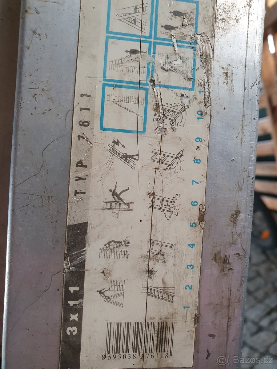 Žebřík hliníkový 3 dílný + štafle GRATIS - 5