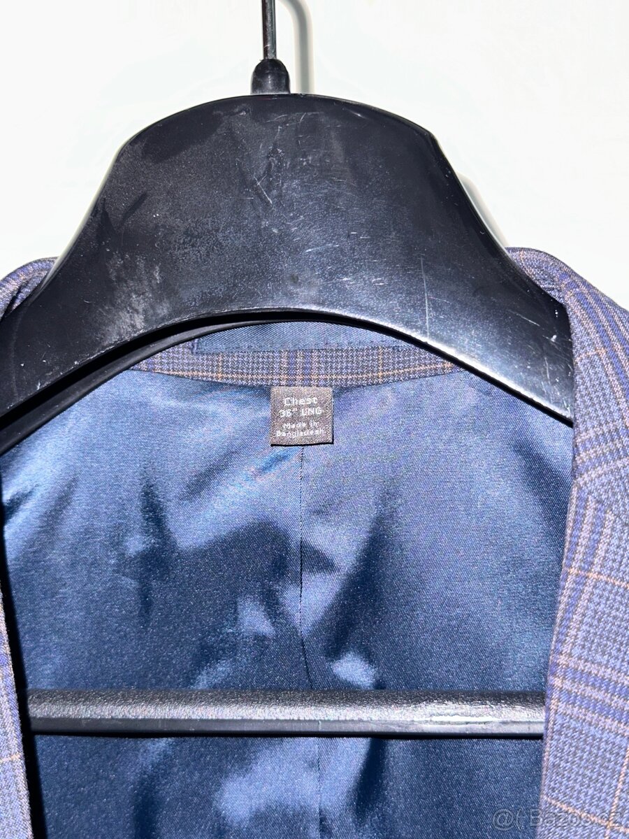 pánský Oblek Marks & Spencer tmavě modrý hezký stav - 5