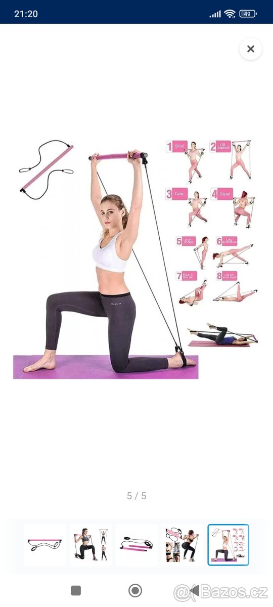 Posilovaci a protahovací tyč s gumou, Pilates Sticks - 5