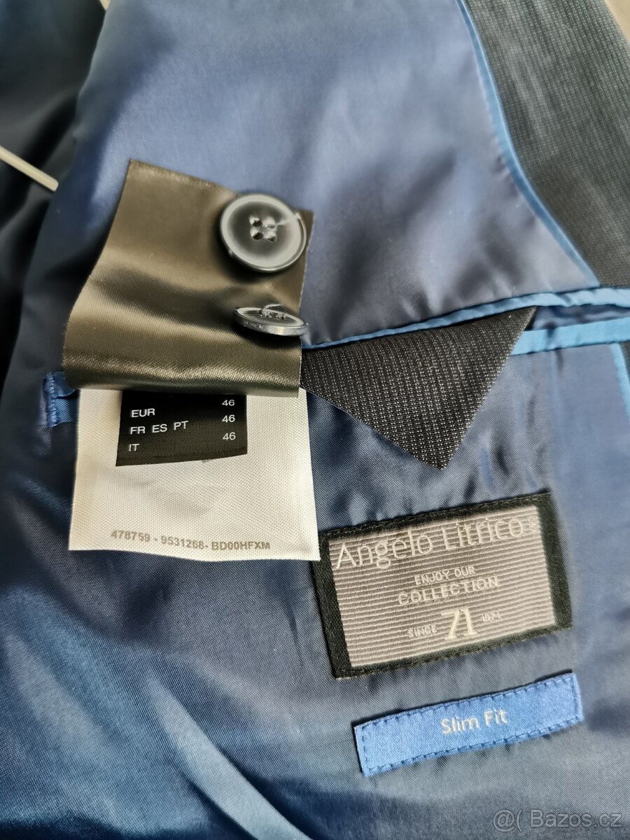 Oblek slim fit, tm. modrý pro frajera,vel. 46-Angelo Litrico - 5