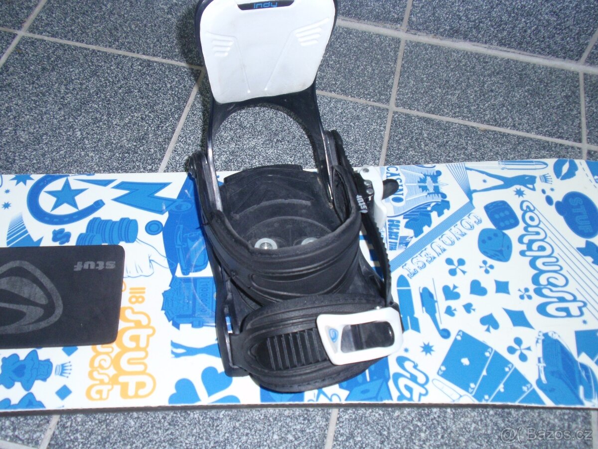 PĚKNÝ SNOWBOARD STUF CONQUEST 118 CM+VÁZÁNÍ STUF - 5