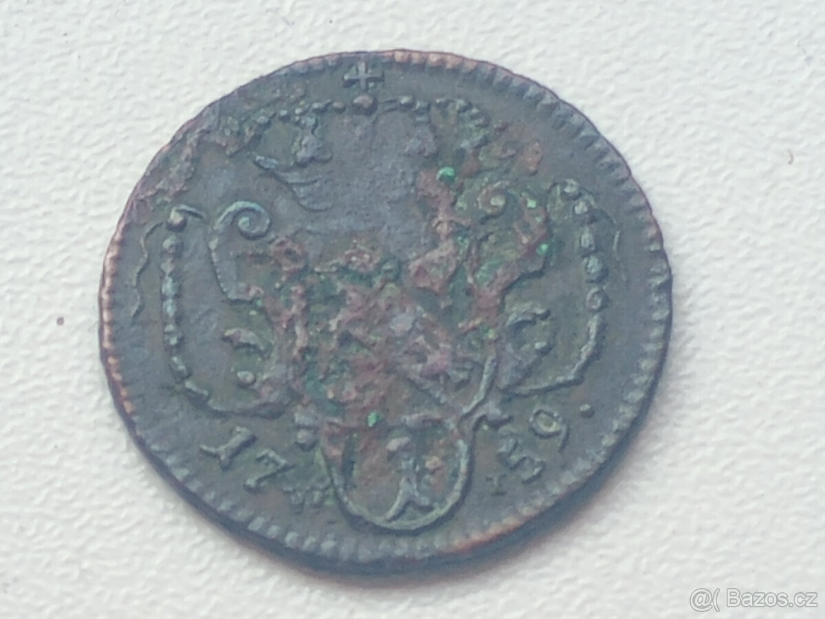 Mince 1 Pfennig z roku 1759 W, Fr. Lotrinský - 5