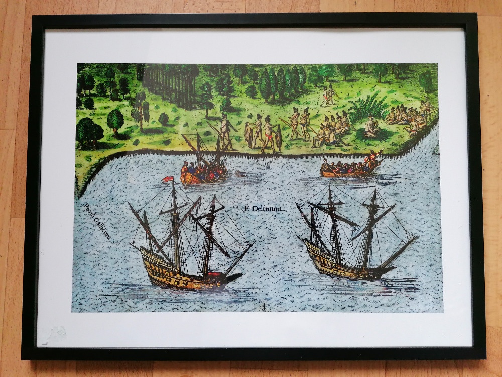 Obraz - rytina 16. st. reprodukce Amerika indiáni - 5