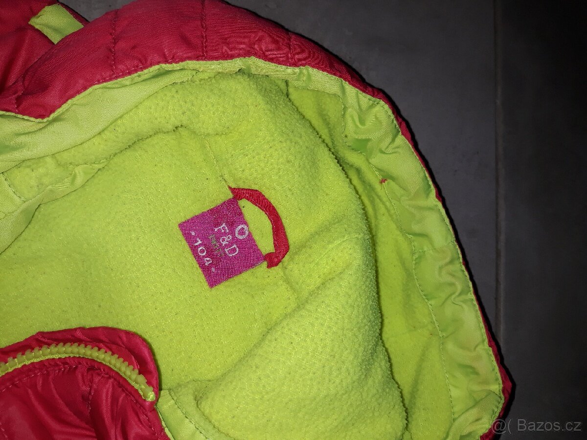 Dívčí jarní podzimní bunda červená vel 104 přechodová - 5
